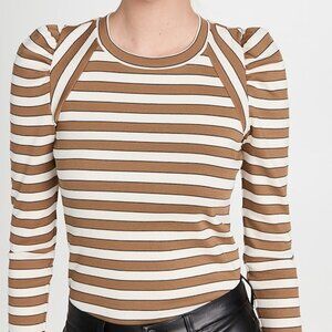 VERONICA BEARD Delano Puff-Sleeve Striped Top Size L